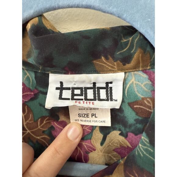 VTG Teddi Petites L Leaves Fall Foilage Zip Up Jacket Gold Boho Cottage Western - Picture 4 of 7